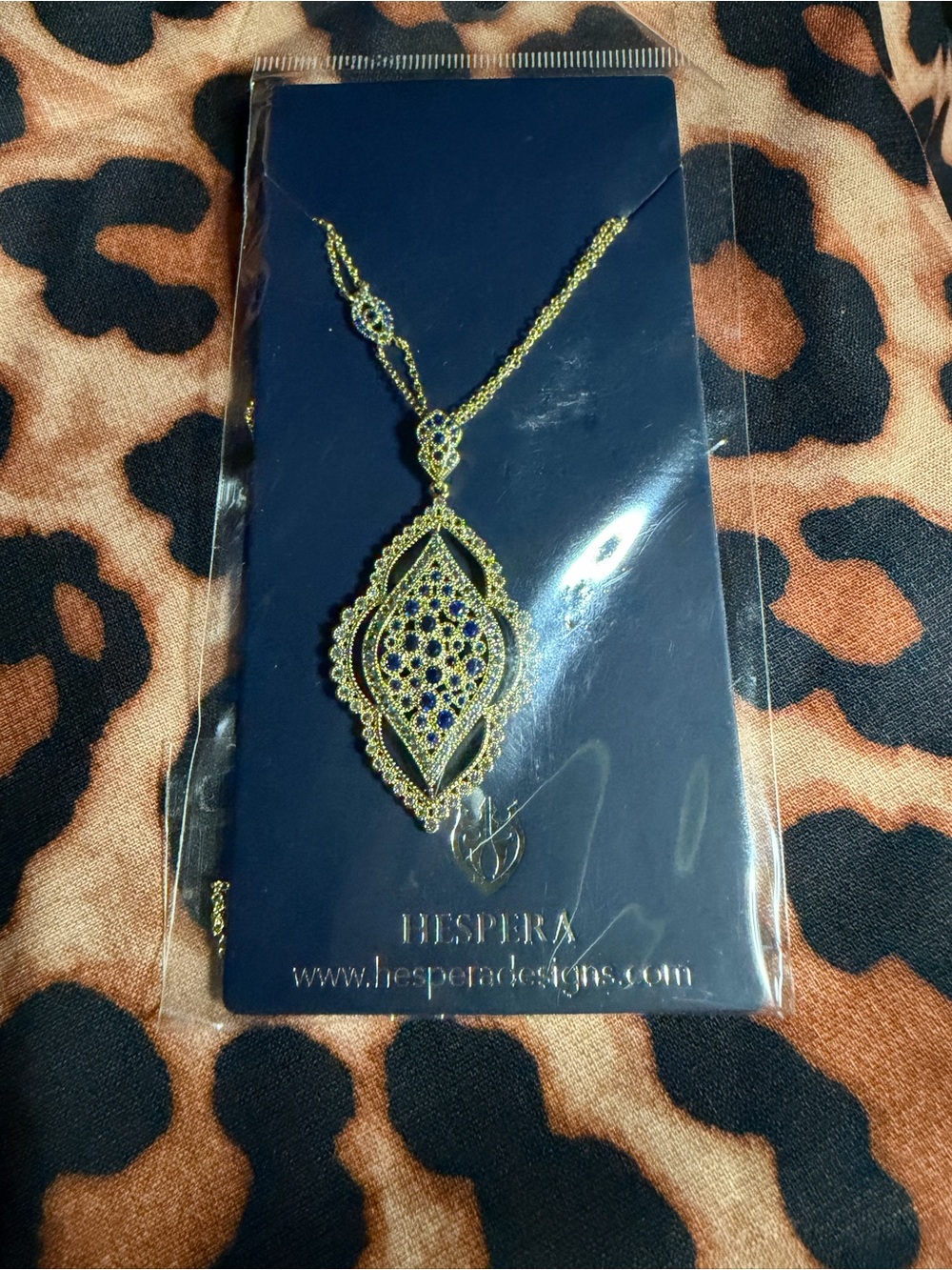 Gold Plated Blue Stone Pendant Necklace